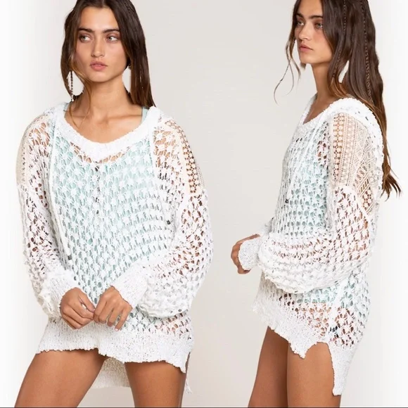 POL Pure White Hooded Summer Sweater - Picture 6 of 14